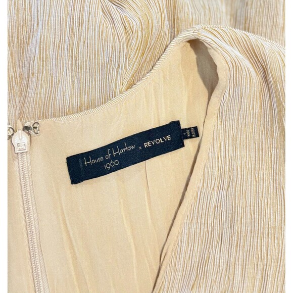 House Of Harlow Revolve Womens Romper Gold Talia Plunge Pleated Playsuit Small - Picture 4 of 8
